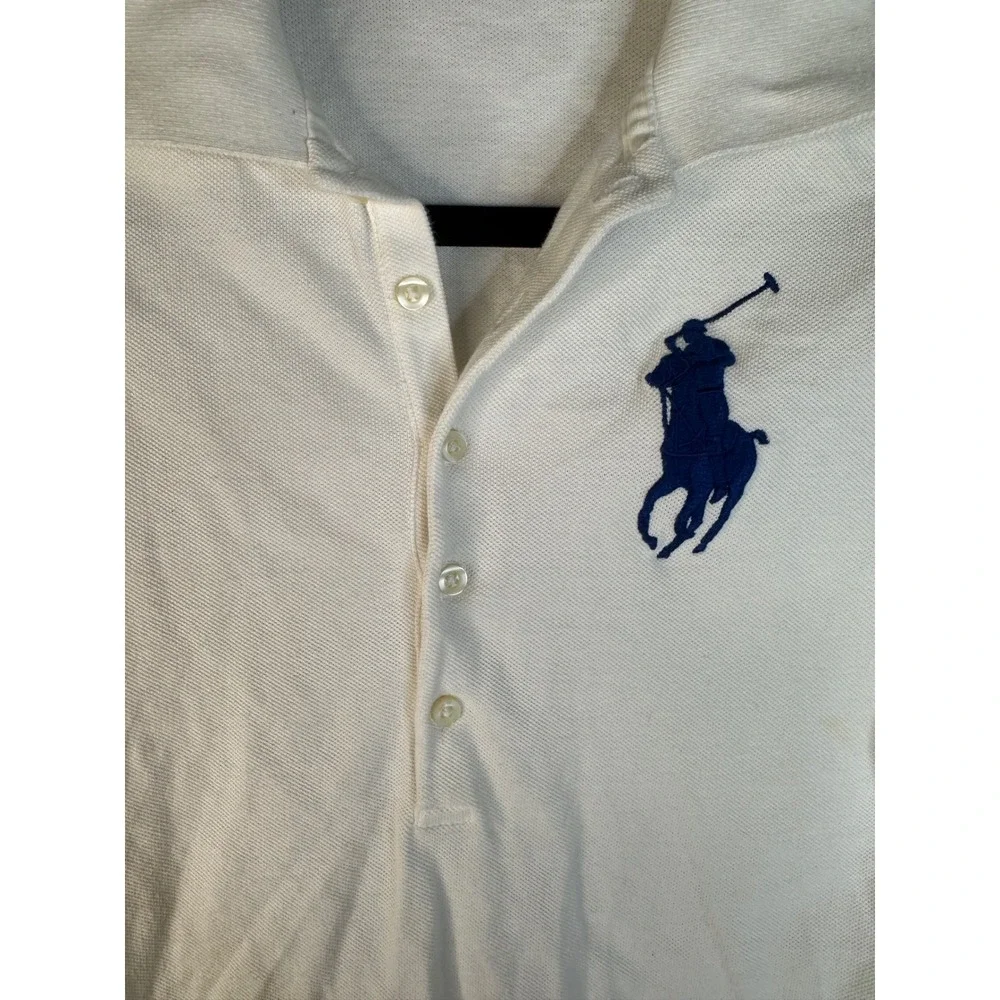 Ralph Lauren Boy's White Big Pony Long Sleeve Preppy Polo Shirt Size Small